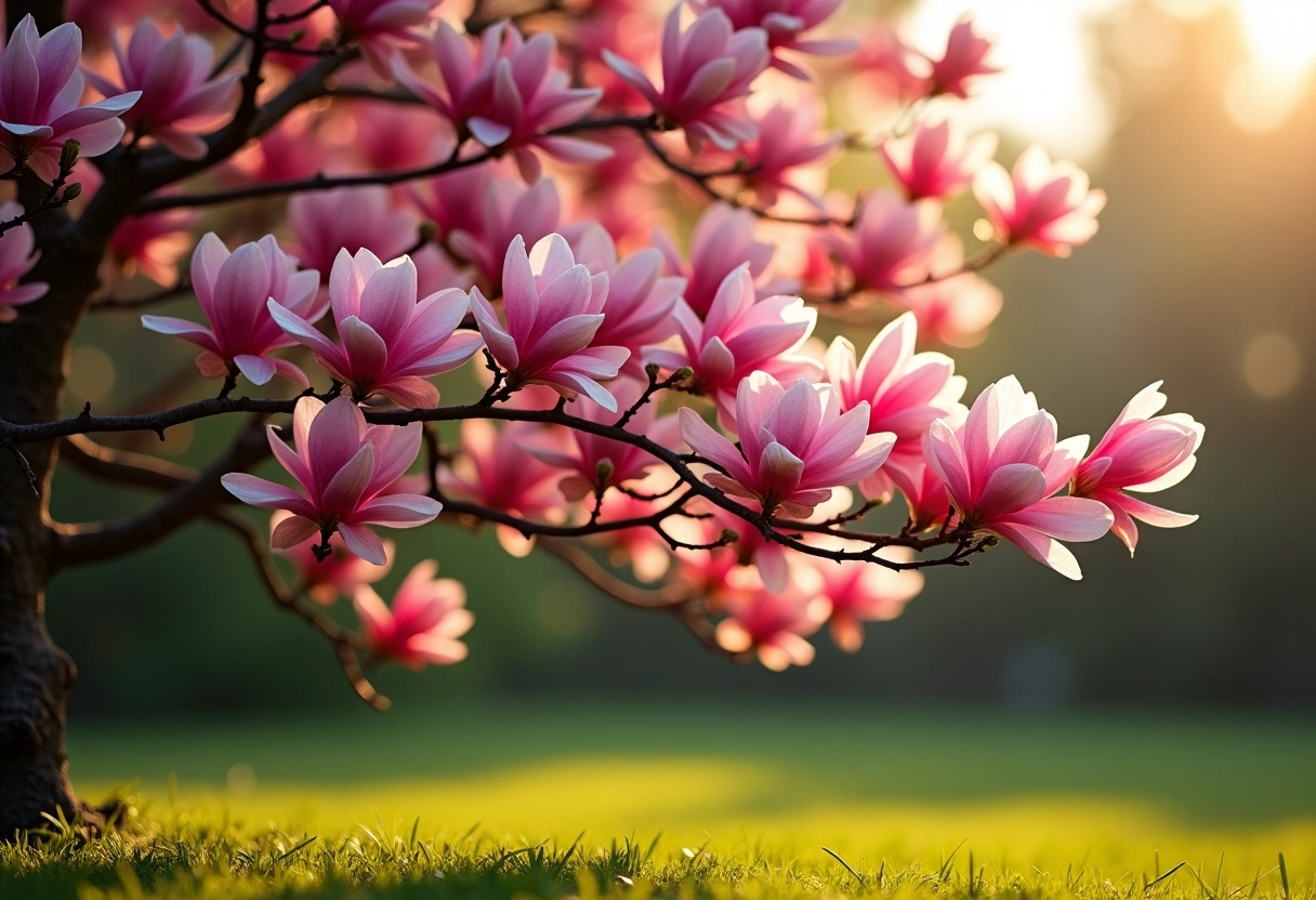 arbres en fleurs roses